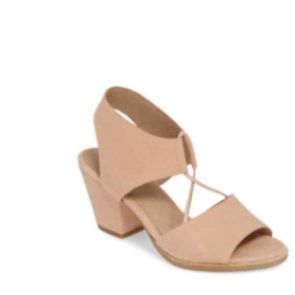 Eileen Fisher Doe Sandal In Blush Tumbled Nubuck Leather - Picture 2 of 16
